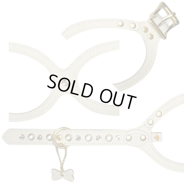 画像2: バディーベルトハーネス 7号 ミルクティー・MilkTea・スワロフスキークリスタル付 (2)