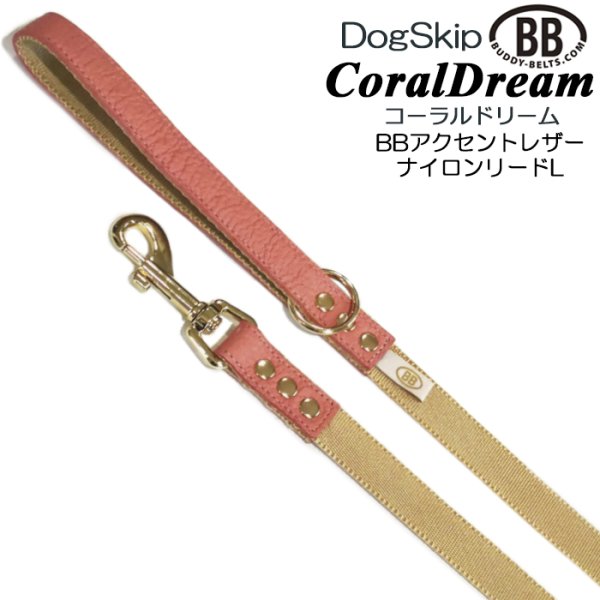 画像1: BBアクセントナイロンリードLサイズ コーラルドリーム・CoralDream (1)