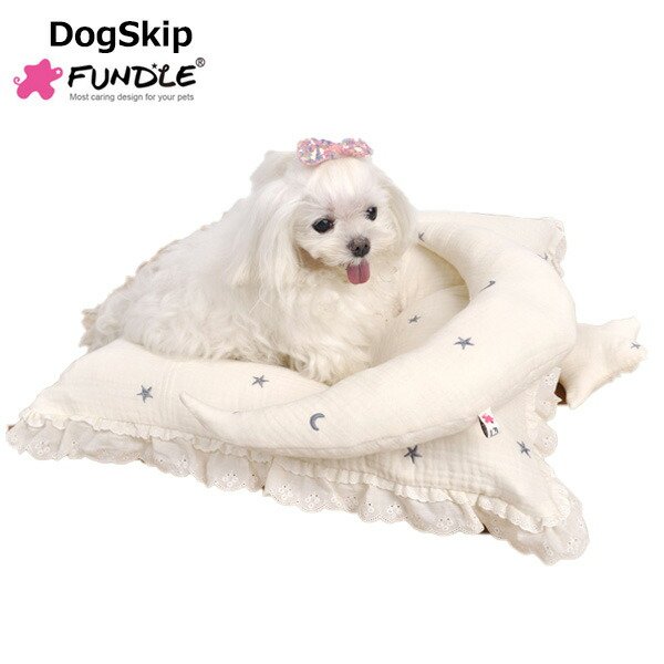 画像1: 犬用 猫用 ファンドルベッド スター&ムーン刺繍ベッド 小型犬  カドラー FUNDLE (1)