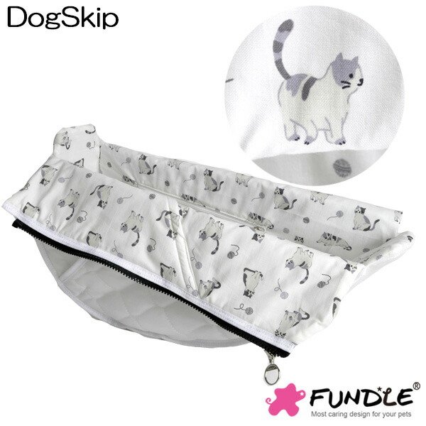 画像1: 犬用 猫用 ファンドルペットスリング専用インナーバッグ キティー柄 ラージサイズ Fundle Kitty inner bag-white (1)