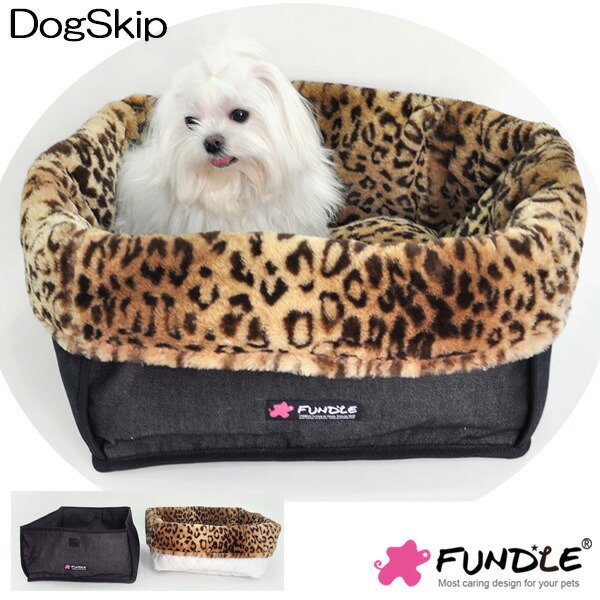 画像1: 犬用 猫用 レオパードベッド ファンドルベッド カドラー 小型犬 FUNDLE leopard fur basket room (1)