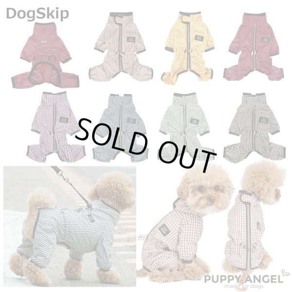 画像1: 犬用 PAマガジオチェックレインコート つなぎ オーバーオール：2XL,3XLサイズ パピーエンジェル 洋服 ドッグウェア 小型犬 Puppy Angel(R) MAGAGIO Check Raincoat (1)