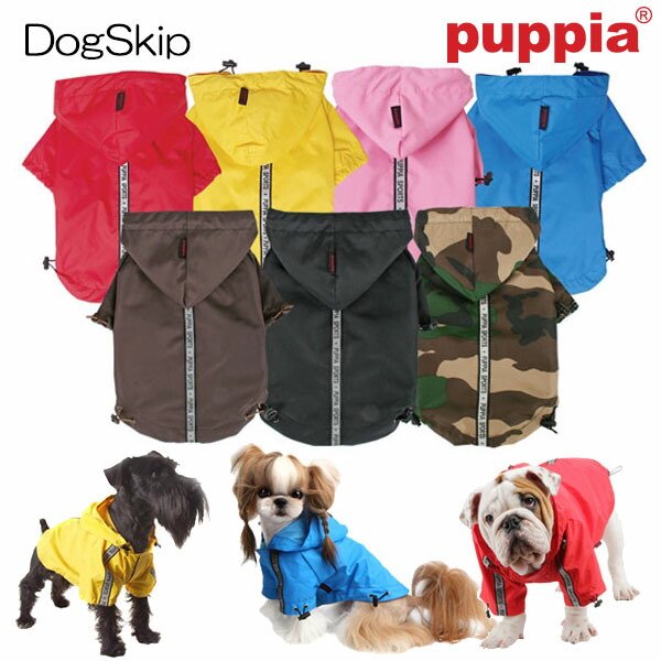画像1: PUPPIAのベースレインコート 犬 レインコート服 洋服 レインコート犬レインコート カッパ 犬用雨具 雨具 レインウェア 犬の服 フード パーカー (1)